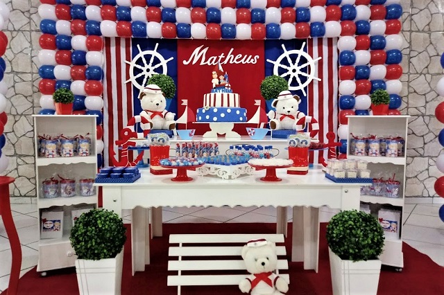 Decoração de Festa Urso Marinheiro